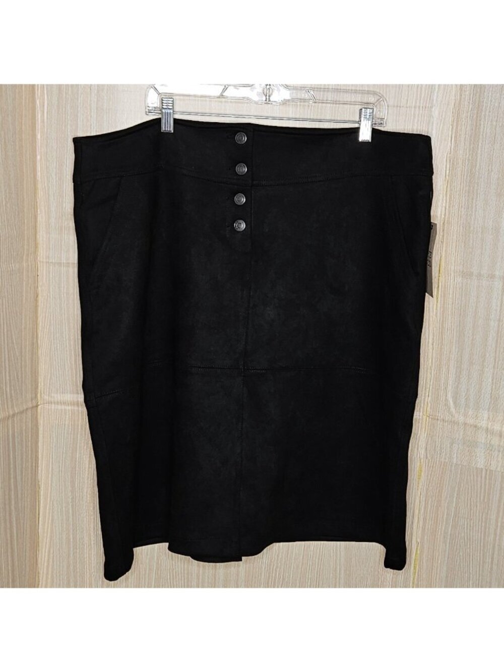 Frye & Co. Womens New Black Soft Suede Feel Midi Skirt XXL